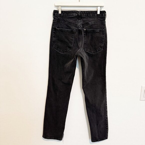 H&M Vintage High Rise Straight Leg Distressed Jeans Split Hem Faded Black Size 8 - Picture 7 of 7